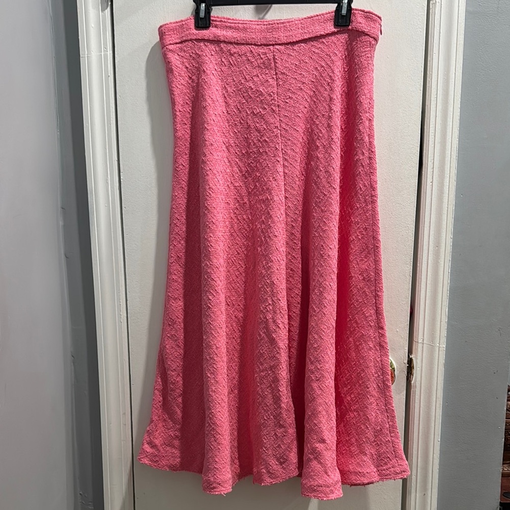 Zara Pink Ribbed Maxi A-Line Skirt